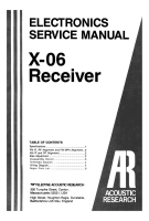 Acoustic Research X-06 - Service Manual